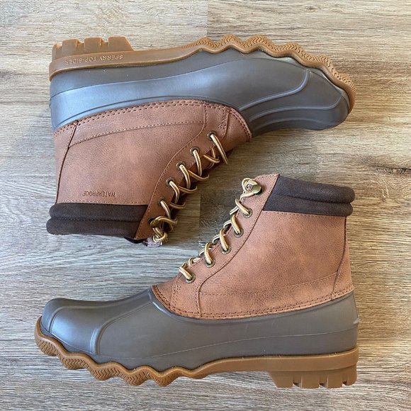 New Sperry Brewster Dark Tan Brown Waterproof Duck Boots STS14140 Size 10.5 - Picture 11 of 12